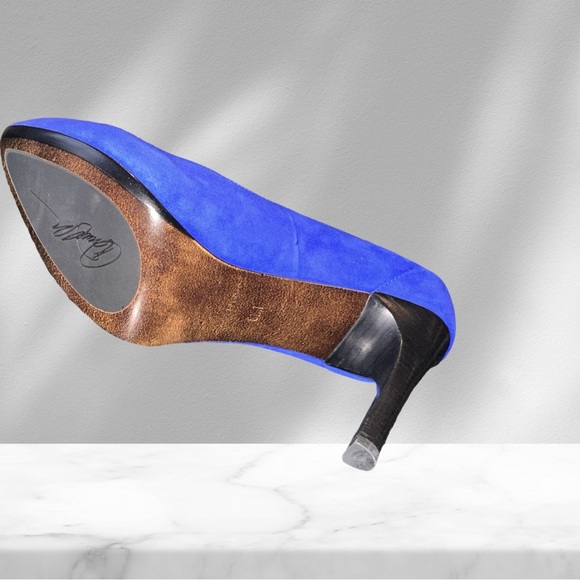Donald Pliner Royal Blue Suede High Heel Pumps New 8m - Picture 4 of 6